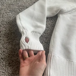 Aerie White Half-Zip Sweatshirt thumbnail 3
