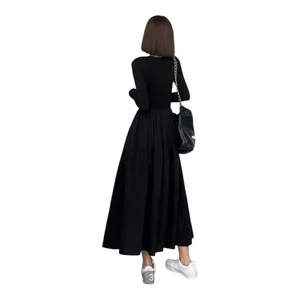 COMMENSE Leisure Pockets Long Sleeve Long Dress COLOR - Black, size large NWT thumbnail 3
