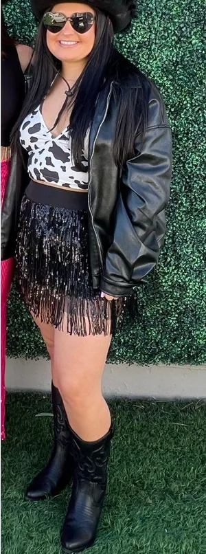 Black sequin fringe Skirt Shein thumbnail 2