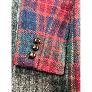 Vintage 90s LIZSPORT Blazer Women 10 Plaid Wool Shoulder Pads Tartan Jacket Fall thumbnail 10