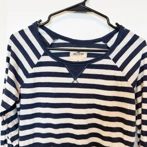 Hollister Womens Y2K Striped Long Sleeve Top XS Blue White Preppy Bella Swan thumbnail 2