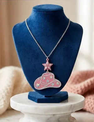 Y2K Aesthetic Pink Cowgirl Hat & Star Necklace, New in Package thumbnail 1