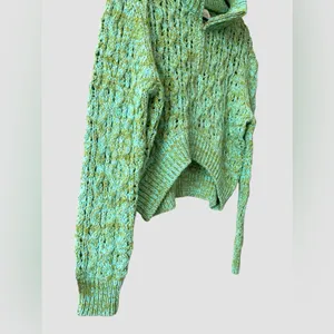Urban Outfitters BDG Killian Quarter-Zip Pointelle Green Knit Sweater Sz M NWOT thumbnail 5