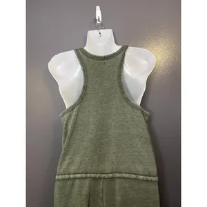 Aerie Romper Womens Medium Green Henley Sleeveless Drawstring Pockets Casual thumbnail 7