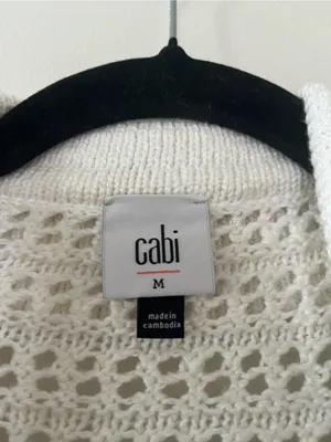Cabi White Crochet Open Knit Cardigan Medium Coastal Fisherman Beachy Resort thumbnail 2