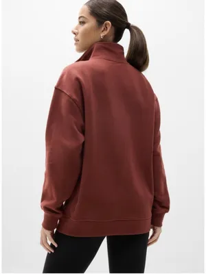 New Athleta M Forever Fleece 1/4 Zip Sweatshirt Cinnamon Red Medium Regular thumbnail 3