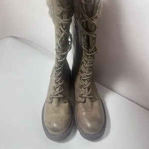 Mia Boots Womens 8 Tan Beige Distressed Sweater Cuff Tall Combat Aviator… thumbnail 3