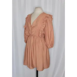 NWT!! ZARA Marsala Guipure Lace Ruffled Mini Dress Blogger Favorite Medium thumbnail 5