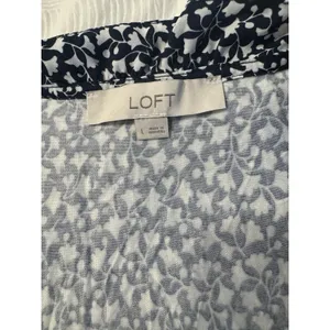 LOFT Tank Women's Large Navy Cream Floral Office Loose Career Summer Spring thumbnail 2