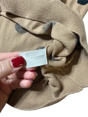 Old Navy L Polka Dot Boatneck Knit Sweater Tan Brown Black Long Sleeve Casual thumbnail 3
