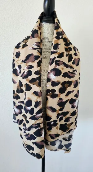 Vintage Leopard Print Sarong Wrap Large Scarf​ Black thumbnail 1