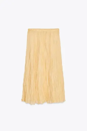 Zara Pleated Cream Maxi Skirt Flowy Summer Casual Style thumbnail 9