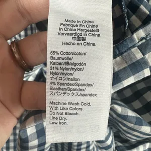 Universal Standard For J. Crew Gingham Poplin Drop-Waist Dress Sz XS Blue Preppy thumbnail 9