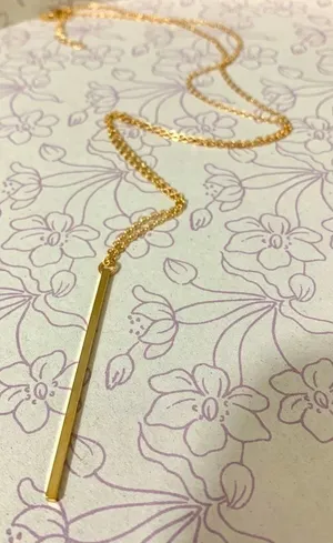 Long Bar Drop Necklace Pendant Gold thumbnail 1