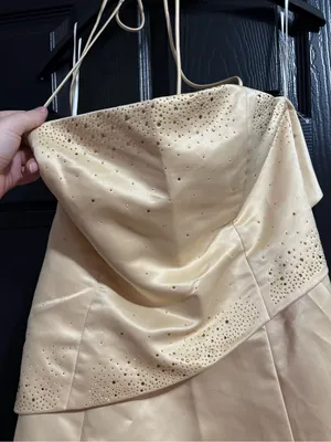 Strapless Champagne Embellished Dress thumbnail 2
