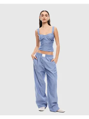 LIONESS Cobain Corset Top in Navy Stripe XSmall New Womens Sleeveless Tank thumbnail 13