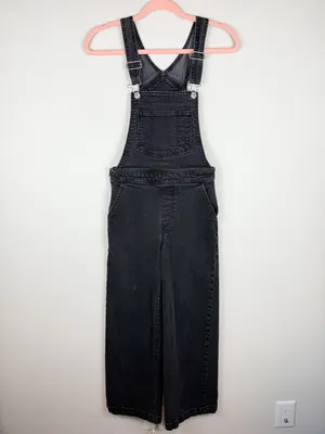 Levi’s Premium Ribcage Wide Leg Cropped Overalls Washed Black Size 25 thumbnail 3