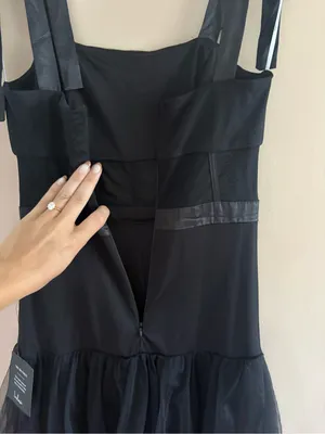 Lulus Enticing Mystique Black Tulle Tie-Strap Tiered Maxi Dress Size Small NWT thumbnail 10