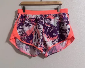 Under Armour Neon Coral & Purple Abstract Athletic Shorts thumbnail 1