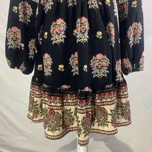 Funky Soul Long Sleeve Boho Hippie Black Floral Dress Size Medium thumbnail 12