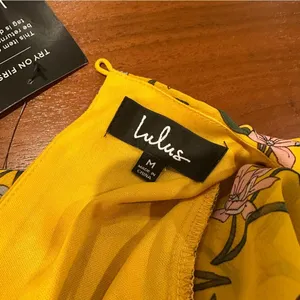 New Lulus Maxi Dress Sz M Thrive Together Yellow Floral Long Sleeves NWT thumbnail 11