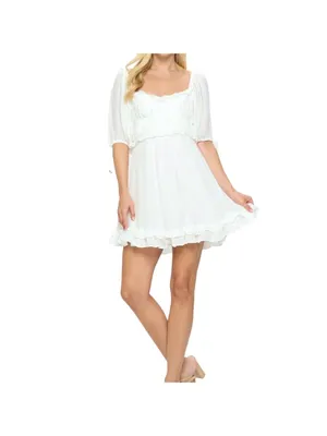 Angel Biba Boho Babydoll Mini Dress White Size XS NWT thumbnail 3