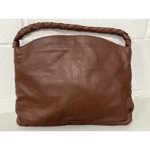 NWT Vince Camuto Brown Leather Woven Boho Macremé Top Handle Shoulder Bag thumbnail 6
