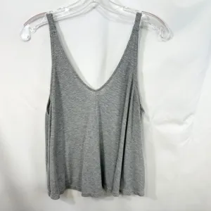 Intimately Free People Small Tank Top Gray Ribbed V-Neck Swing Cropped Sleep 674 thumbnail 2