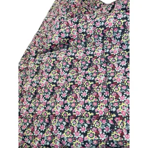 Denim & Company M Quilted Blue Floral Print Puffy Vest Pocketed Snap Button thumbnail 7