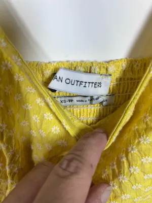 Urban Outfitters Yellow White Floral Textured Square Neck Mini Dress XS thumbnail 4