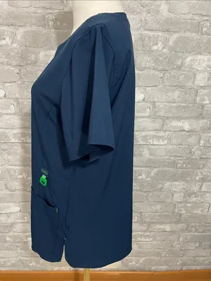 Carhartt Scrub Navy Top with Bright Green Trim thumbnail 3