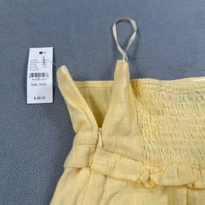 NWT Edikted Top S Womens Yellow Ruffle Layered Strapless Smocked Cami Tank Cute thumbnail 4