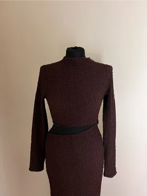 Zara Brown Cutout Knit Maxi Dress NWT thumbnail 5