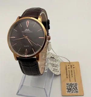 Margues Rose Gold Tone Watch with New Battery & Leather Band thumbnail 1