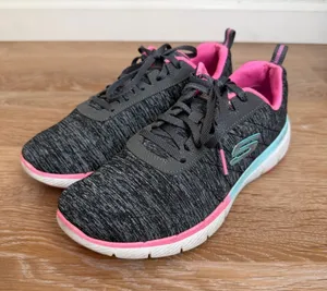 Skechers Flex Appeal Gray Pink Athleisure Sneakers, Size 8 thumbnail 1