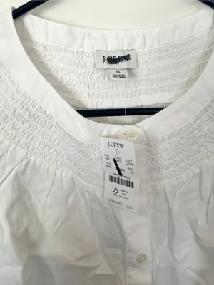 NWT J. Crew Linen Blend Short Sleeve Smock Neck Top - Size: Small thumbnail 3