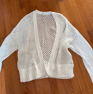 Abercrombie and fitch white crochet cardigan size large thumbnail 1