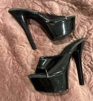 Ellie Black Patent Platform Mule Heels - Women's Dress Shoes 6 thumbnail 1