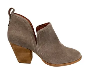 Jeffrey Campbell Rosalee Suede Ankle Boots Taupe Block Heel Size 11 Western Boho thumbnail 1