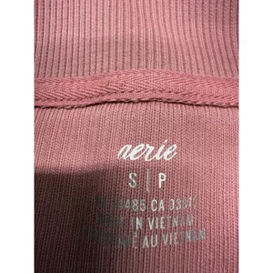 Aerie Ribbed Pink Sweatshirt Relaxed Oversized Fit 1/4 Zip Lounge NEW W Tags S thumbnail 6