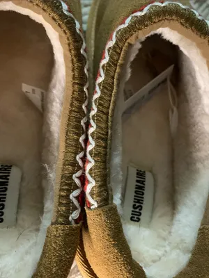 Cushionare Faux-Suede Cozy Slip-On Slippers in Camel with Trim thumbnail 6