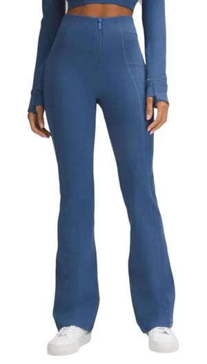 Lululemon Define Zip Front Blue High-Waisted Flare Legging Pants in Pitch Blue thumbnail 1