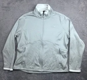 The North Face Fleece Jacket Womens XXL Light Gray Full Zip‎ Mock Neck NV 392125 thumbnail 1