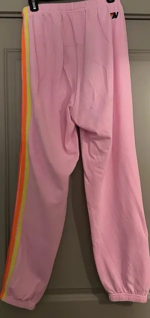 Aviator Nation Sweatpants 5 Stripe Neon Pink thumbnail 1