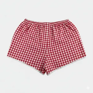 Colsie Gingham Pajama Shorts Red White Check Lace Trim Women's Medium Sleepwear thumbnail 2