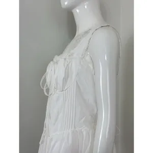 Dress White Lace Corset Fit Flare Mini Milkmaid Babydoll Cottagecore Women L thumbnail 7
