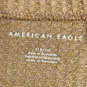 American Eagle Tan and Ivory Long Sleeve Waffle Knit Top - Size Small - VGUC thumbnail 4