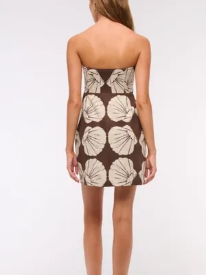 Abercrombie & Fitch Scarlett Linen Strapless Dress Skort Shell Print NWT Large thumbnail 3