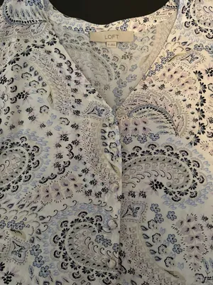 LOFT Paisley Button Front‎ Tiered Mini Dress Size XS thumbnail 6