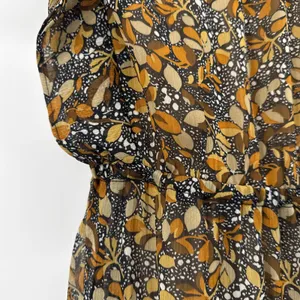 ba&sh Samantha Ruffled Leaf Print‎ Maxi Dress Black Gold Flutter Sleeve Small thumbnail 6